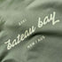 Close up of the Khaki 100% cotton Bateau Bay Beach T shirt