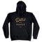 Fleece hoodie, black, flat lay, with metallic gold Duke and Hustle® logo