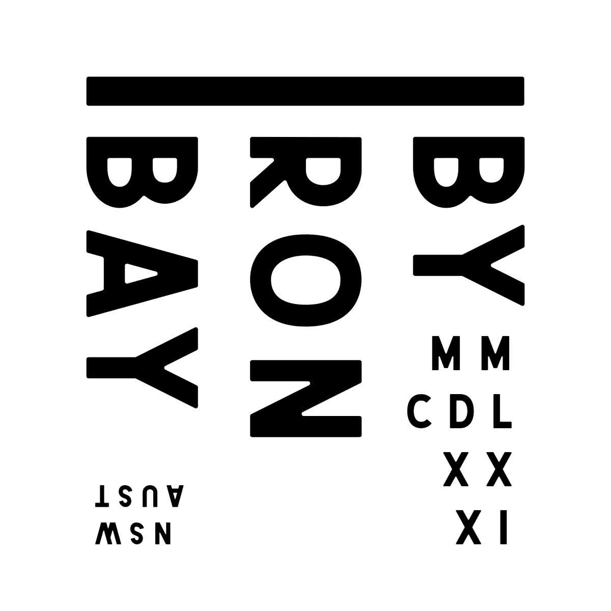 The graphic design for our popular Byron Bay T Shirt, shown here in black on white only