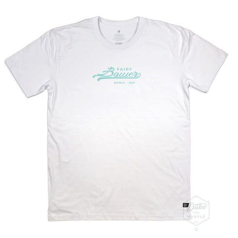 Fairy Bower Manly, Classic Fit Tee, Front, White, laid flat