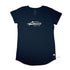 Fairy Bower Manly, Womens Long Curve Tee, Front, Navy, laid flat