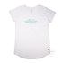 Fairy Bower Manly, Womens Long Curve Tee, Front,White, laid flat