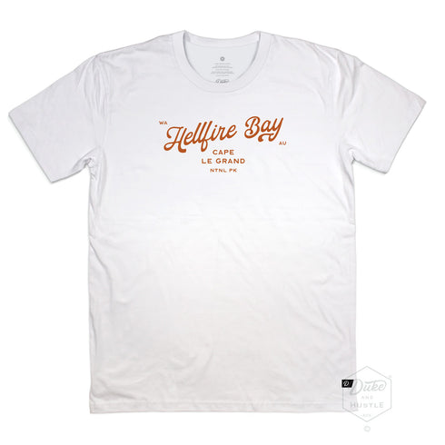 Hellfire Bay WA Graphic T Shirt, Classic Unisex Fit, White, Front