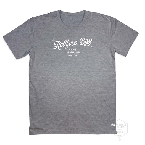 Hellfire Bay WA Graphic T Shirt, Classic Unisex Fit, Grey Marle, Front
