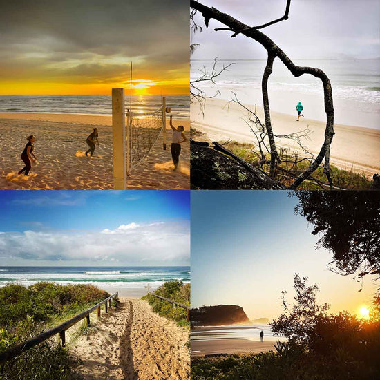 4 posts from @dukeandhustle on Insta and Facebook, featuring scenes of the Australian Coast