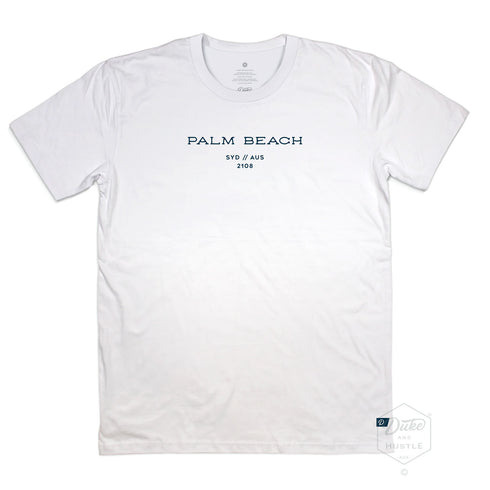 Palm Beach Sydney Graphic tee, 100% Australian Cotton, Front, White
