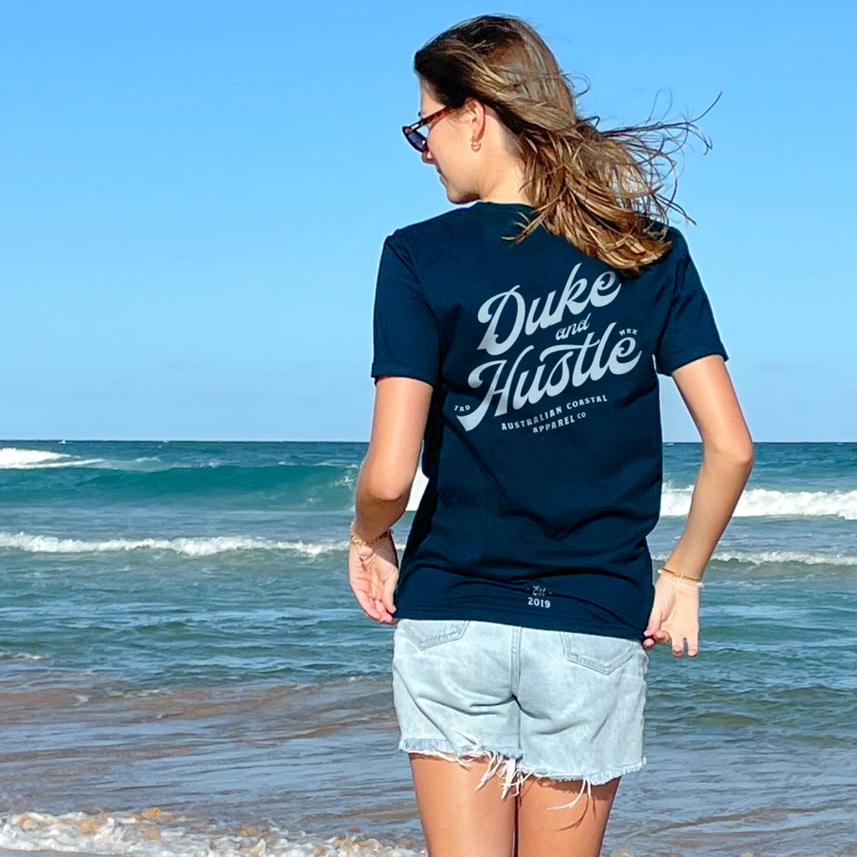Em rocking The Smooth Operator, on a navy Unisex Classic Fit T Shirt