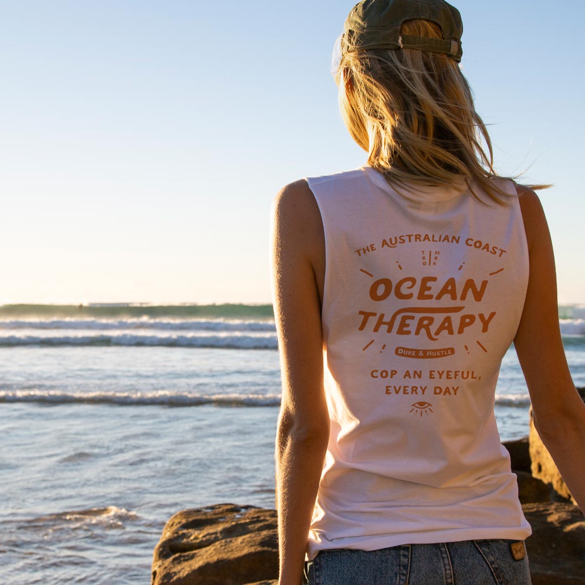 The Deep See, 100% white Australian Cotton Muscle Tank
