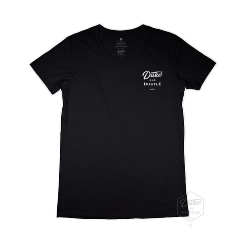 Graphic Print on Women’s Slim Fit Tshirt, Black, Front