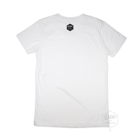 Dee Why Beach Women’s printed T Shirt on Australian Cotton, White, Back