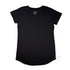Manly Beach Women’s Long Curve T Shirt, 100% Australian Cotton, Black, Back