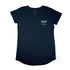 The Deep See, Women’s Graphic Long Curve T Shirt, Flat Lay, Navy, Front