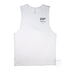 Men’s Graphic Typography Print Muscle Tank on Australian Cotton, White, Front