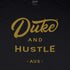 Women’s Duke and Hustle Gold Logo Slim Fit Tshirt, Black, Close Up