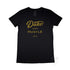 Women’s Duke and Hustle Gold Logo Slim Fit Tshirt on Australian Cotton, Black, Front