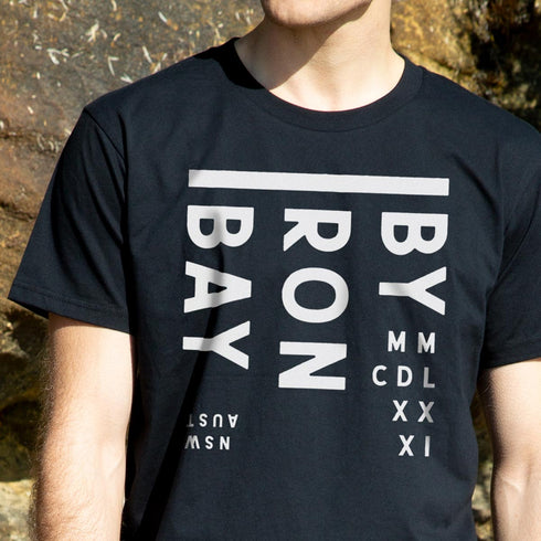 Men’s Graphic T Shirt celebrating Byron Bay Main Beach, Sydney, Australia