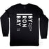 Byron Bay Long Sleeve Tee Design, Australian Cotton, Black, Front