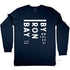 Byron Bay Long Sleeve Tee Design, Australian Cotton, Navy, Front