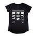 Byron Bay Women’s Graphic T Shirt on Australian Cotton, Black, Front