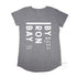 Byron Bay Women’s Graphic T Shirt on Australian Cotton, Grey-Marle, Front