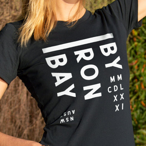 Women’s Graphic T Shirt celebrating Byron Bay Beach, NSW, Australia