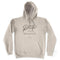 The Cool Change, Duke & Hustle logo hoodie, in Sand colour, front