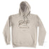 The Cool Change, Duke & Hustle logo hoodie, in Sand colour, front