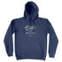 The Crack of Dawn, Duke and Hustle Logo on Diesel Blue Unisex Fleece Hoodie, front