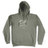 The Crack of Dawn, Duke and Hustle Logo on Sage Green Unisex Fleece Hoodie, front