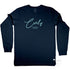 Navy Long Sleeve Graphic Tee, "Curly" - Curl Curl Beach design