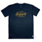 Diamond Beach #01 Men’s Graphic T Shirt, Navy with dark yellow print, Front