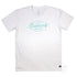 Diamond Beach #01 Men’s Graphic T Shirt, White with seafoam print, front