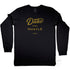 Unisex Duke and Hustle Gold Logo Long Sleeve Tee on Australian Cotton, Black, Front