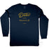 Unisex Duke and Hustle Gold Logo Long Sleeve Tee on Australian Cotton, Navy, Front