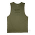 Men’s Duke and Hustle Logo Muscle Tank on Australian Cotton, Khaki, Front