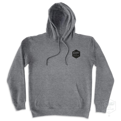 The Six Sider, our Duke & Hustle Pocket Logo Fleece Hoodie, Grey Marle, front