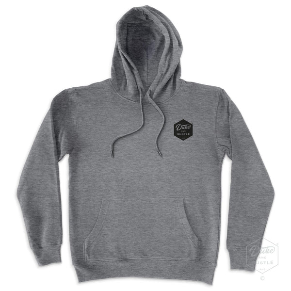The Six Sider, our Duke & Hustle Pocket Logo Fleece Hoodie, Grey Marle, front