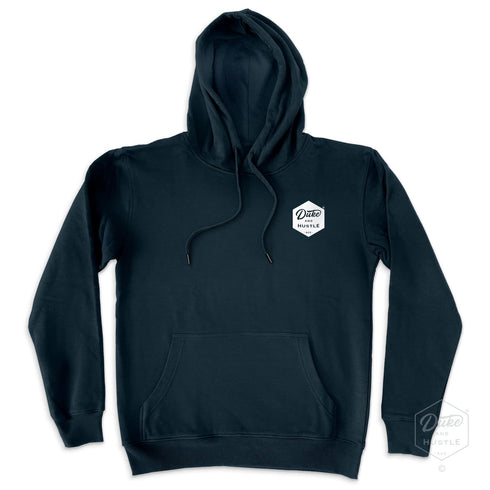 The Six Sider, our Duke & Hustle Pocket Logo Fleece Hoodie, Navy, front