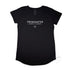 Freshwater Beach Graphic, Women’s Cotton T Shirt, Laid Flat, Black, Front