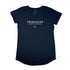 Freshwater Beach Graphic, Women’s Cotton T Shirt, Laid Flat, Navy, Front