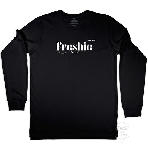 Freshwater Beach Graphic, Long Sleeve T Shirt, 100% Cotton, Black, Front