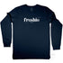 Freshwater Beach Graphic, Long Sleeve T Shirt, 100% Cotton, Navy, Front