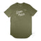 Green Patch Jervis Bay Design, Men’s Long Curve Tee, Khaki, Front