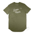 Green Patch Jervis Bay Design, Men’s Long Curve Tee, Khaki, Front