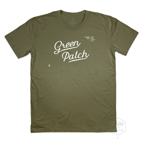Green Patch Jervis Bay Design, Men’s Unisex Cotton T Shirt, Khaki, Front