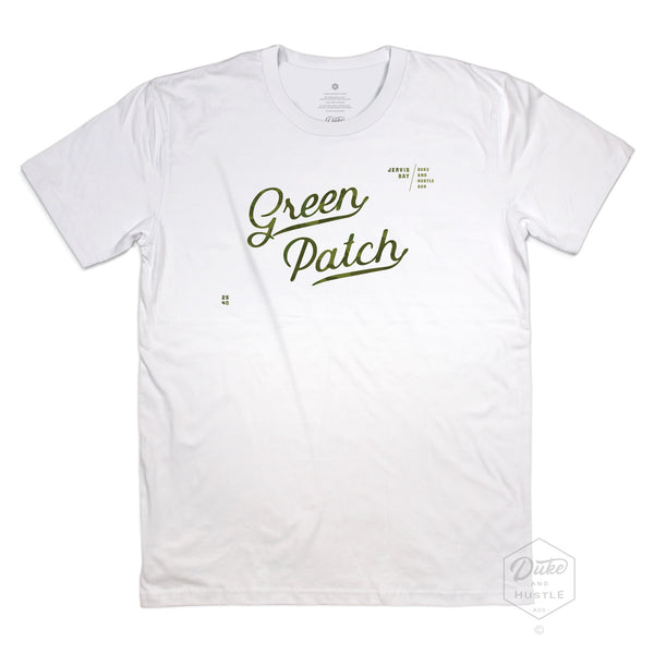 Green Patch Jervis Bay Design, Men’s Unisex Cotton T Shirt, White, Front