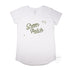 Green Patch Jervis Bay Territory Design, Women’s Long Curve Cotton Tee, White, Front