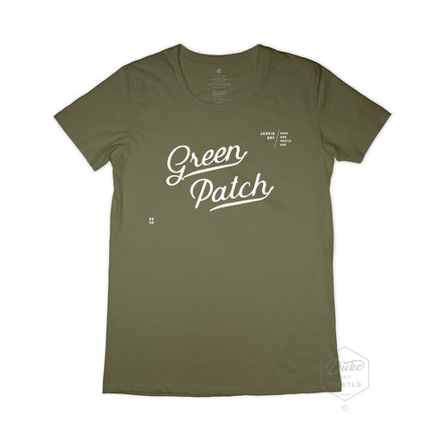 Green Patch Jervis Bay Design, Women’s Slim Fit T Shirt, Khaki, Front