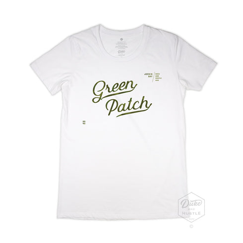 Green Patch Jervis Bay Design, Women’s Slim Fit T Shirt, White, Front