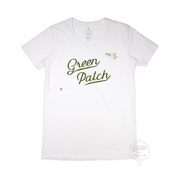 Green Patch Jervis Bay Design, Women’s Slim Fit T Shirt, White, Front